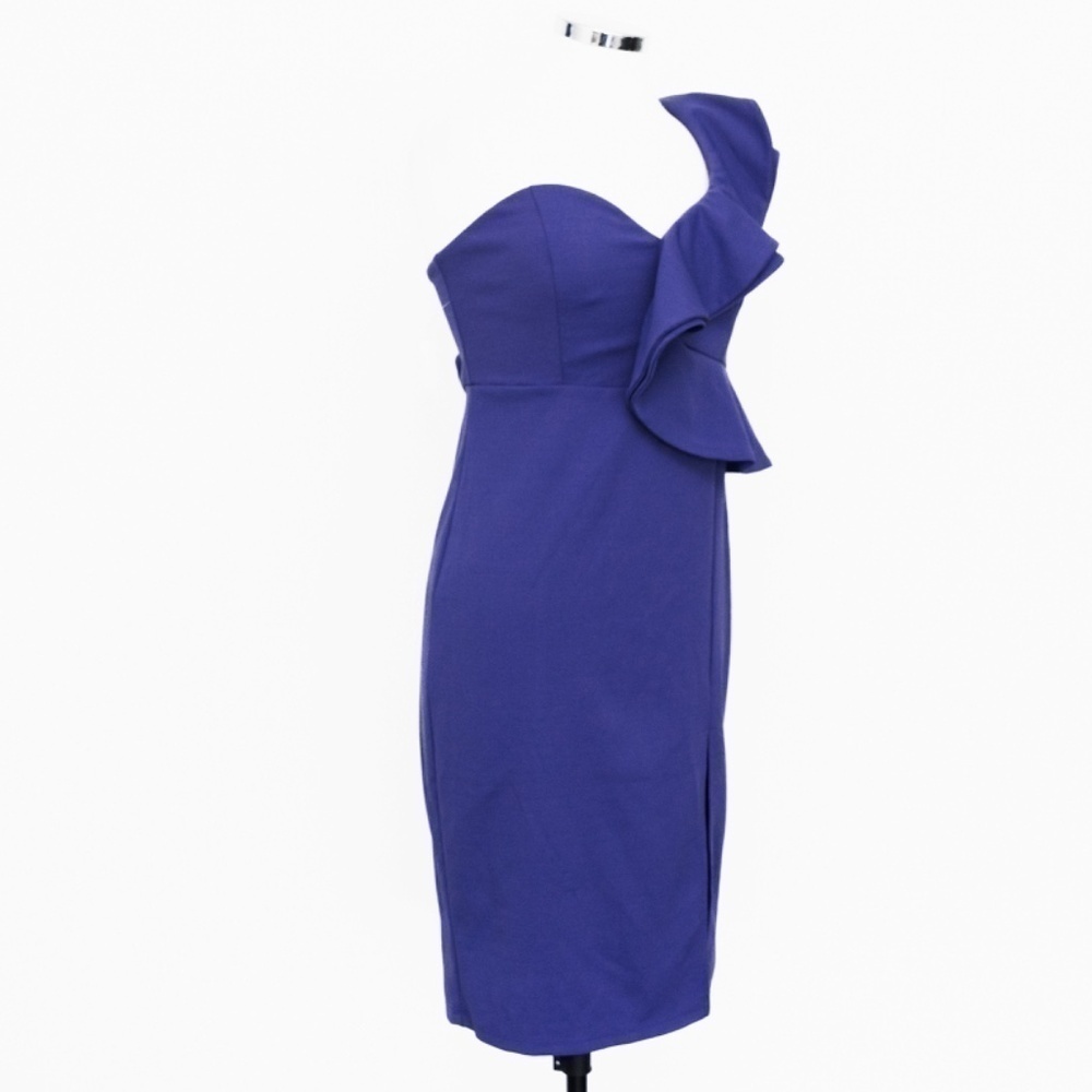 Bebe -  One-Shoulder‎ Ruffle Midi Dress - Picture 13 of 15